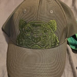 Kenzo Olive Green Cap with Embroidered Tiger